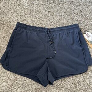 Avalanche Womens TEXTURED STRETCH WVN SHORTS Navy Size XL Elastic Waist Pockets